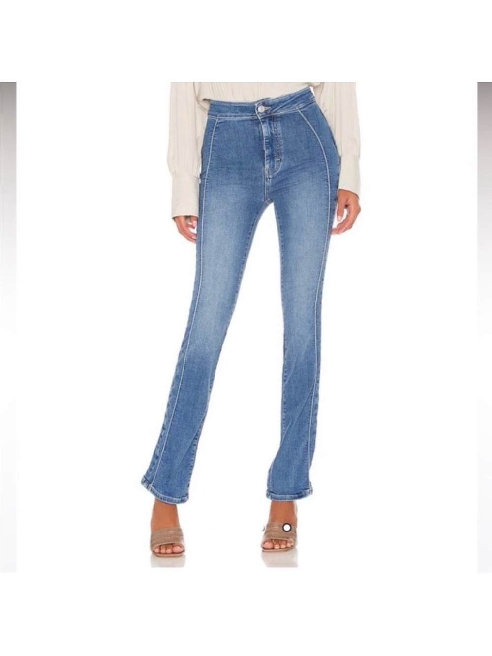 Free People cross my heart Mid Blue straight Leg Jeans 25 - Picture 2 of 13